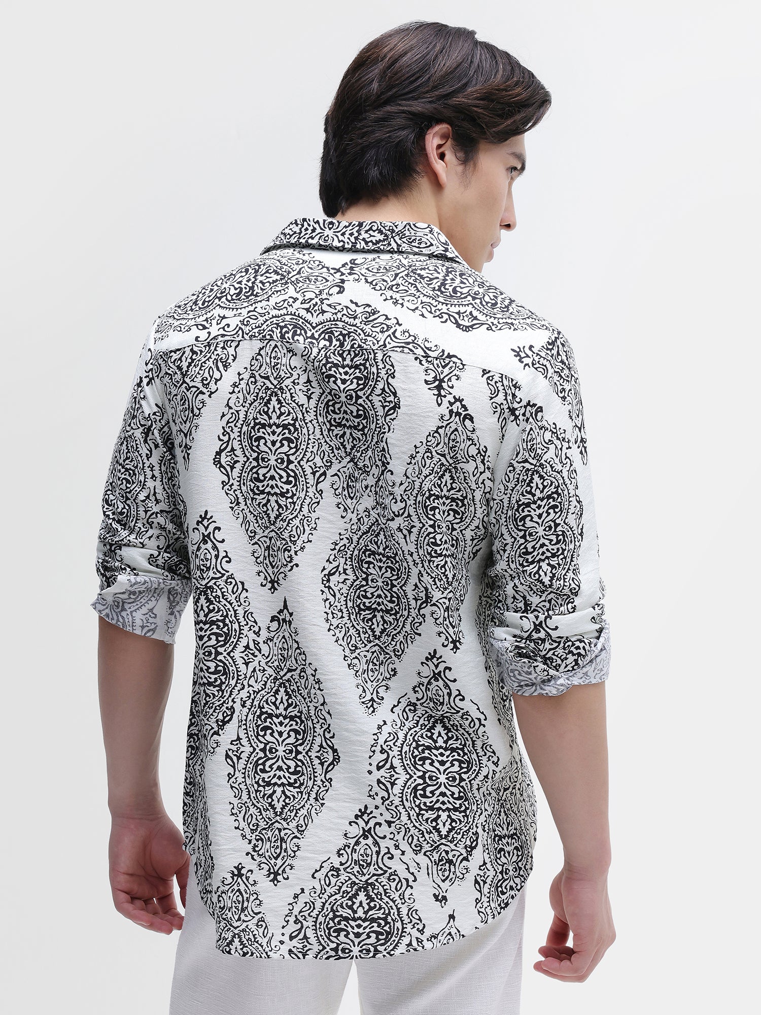 Men White All over Print Shirt