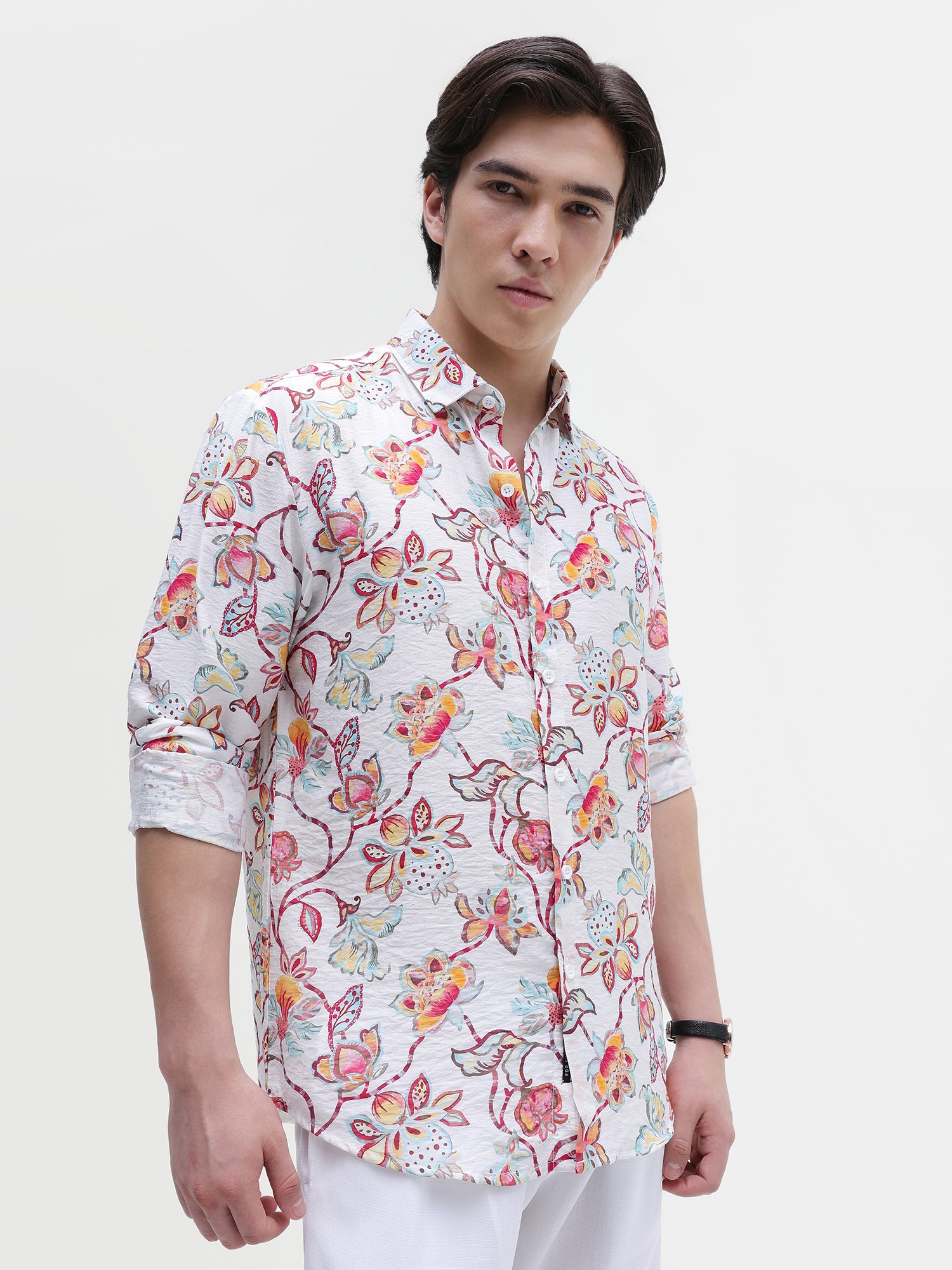 Men Off White All over Print Shirt