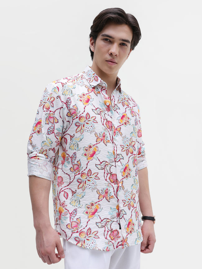 Men Off White All over Print Shirt