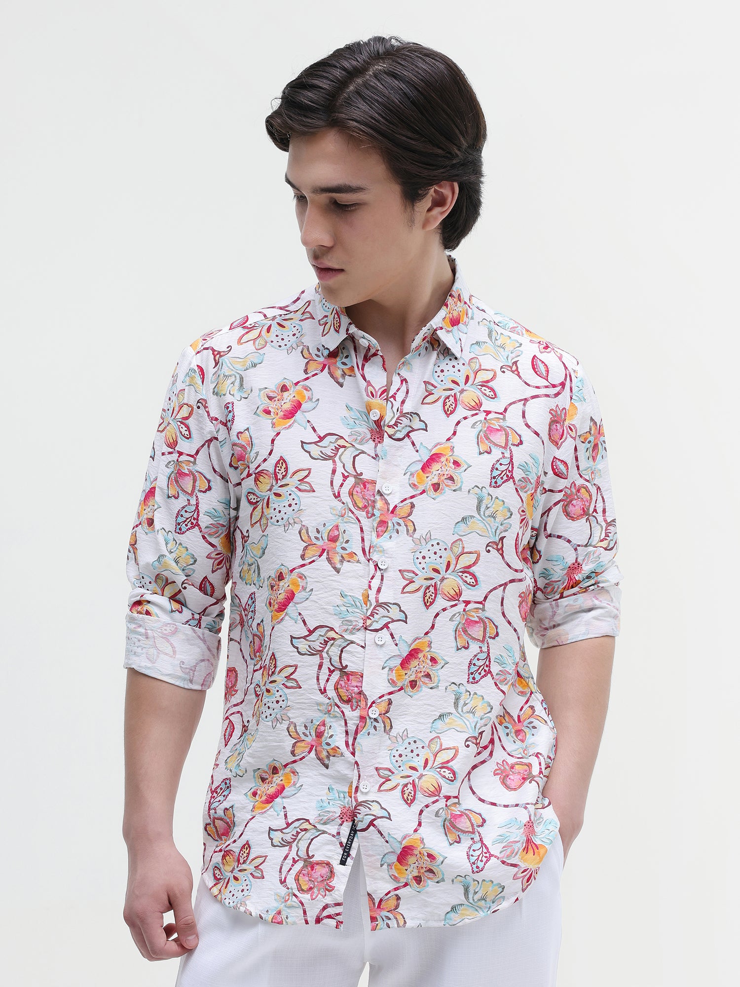 Men Off White All over Print Shirt
