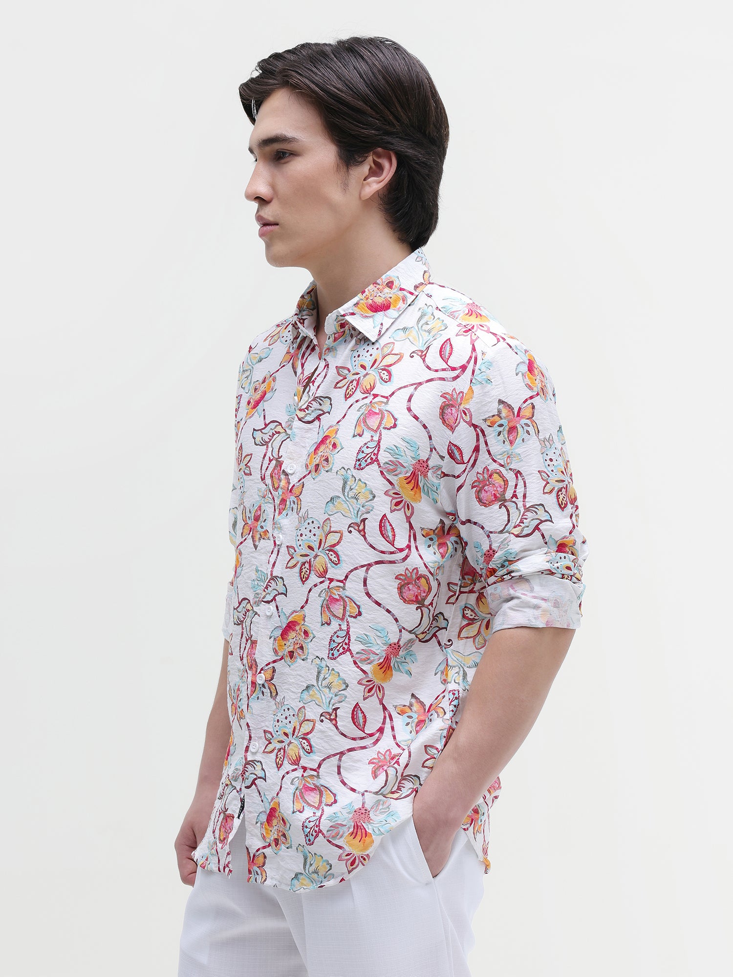 Men Off White All over Print Shirt