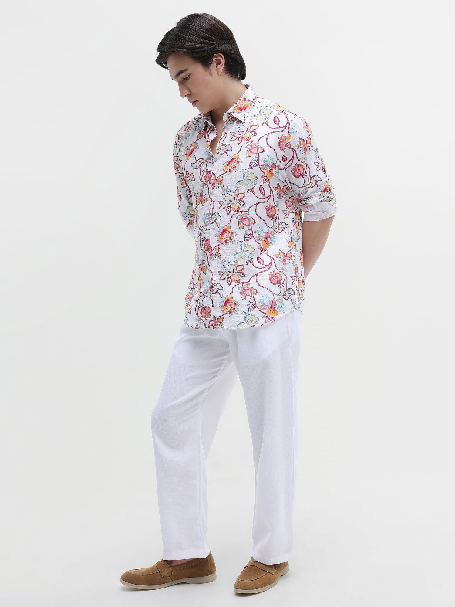 Men Off White All over Print Shirt