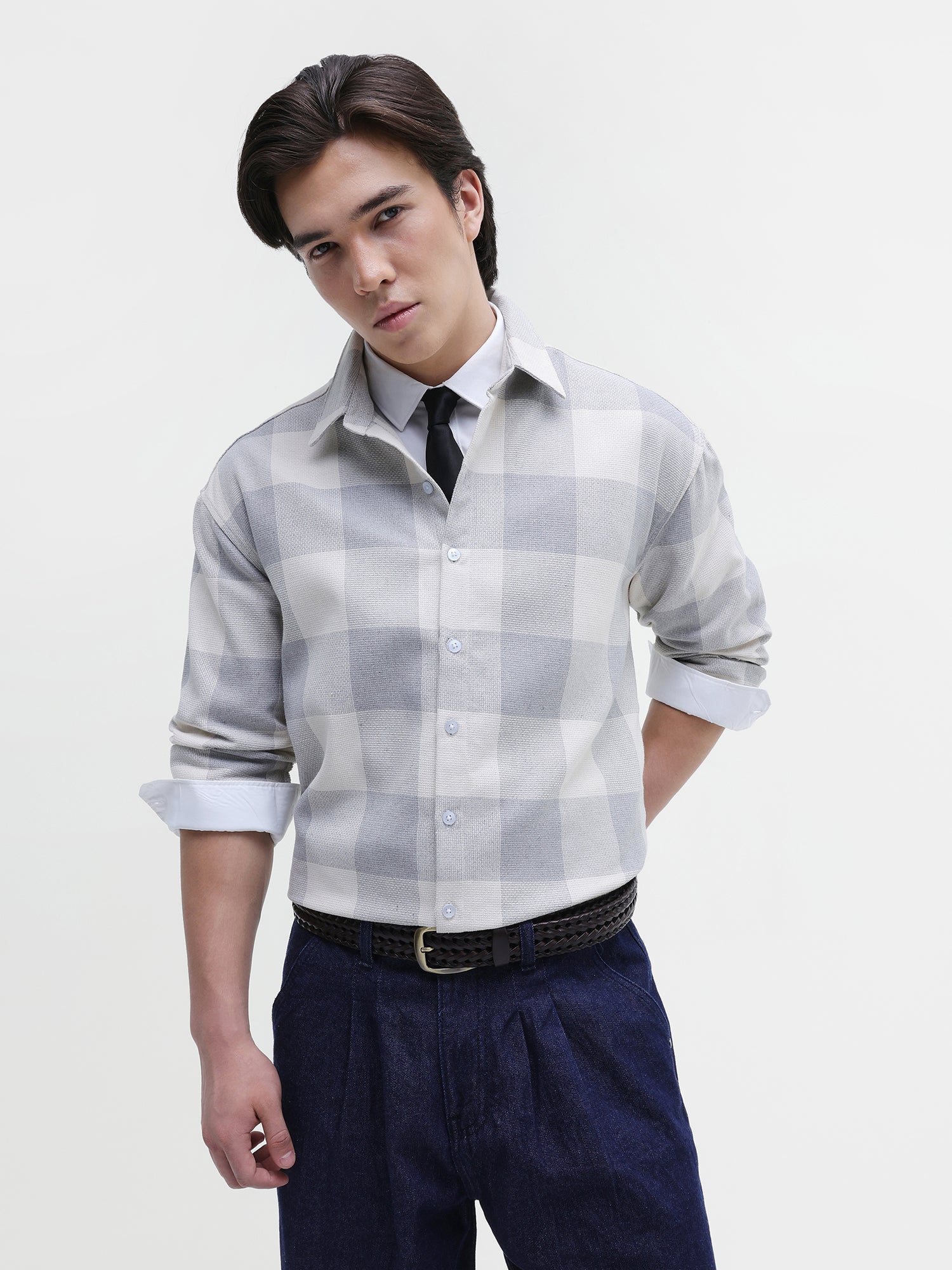 Men Grey Oversized Shirt