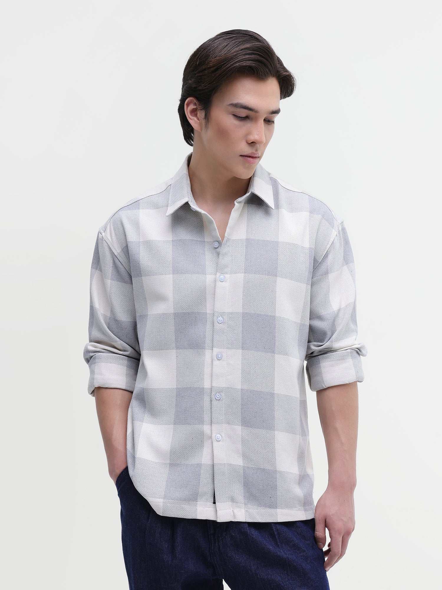 Men Grey Oversized Shirt