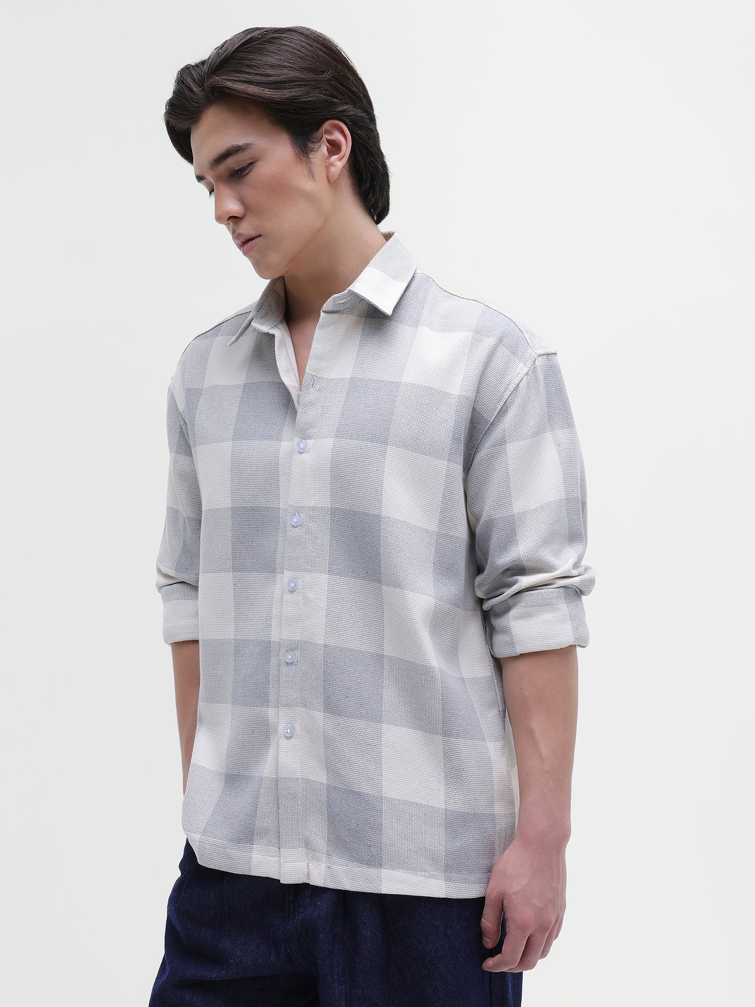 Men Grey Oversized Shirt