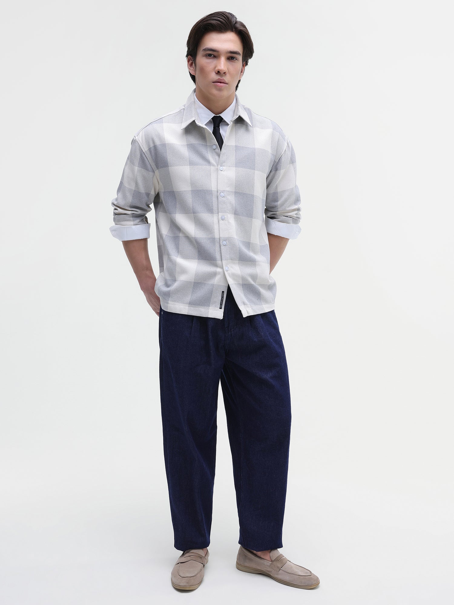 Men Grey Oversized Shirt