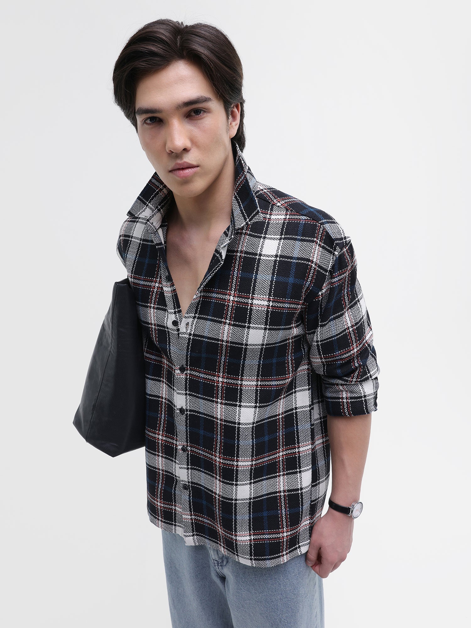 Men Navy Oversized Shirt