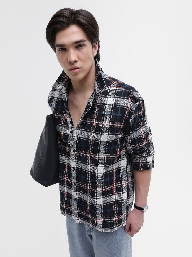 Men Navy Oversized Shirt