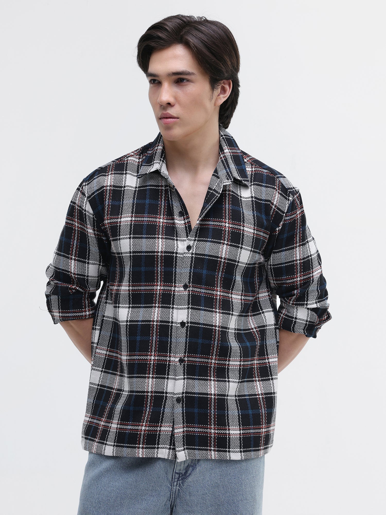 Men Navy Oversized Shirt
