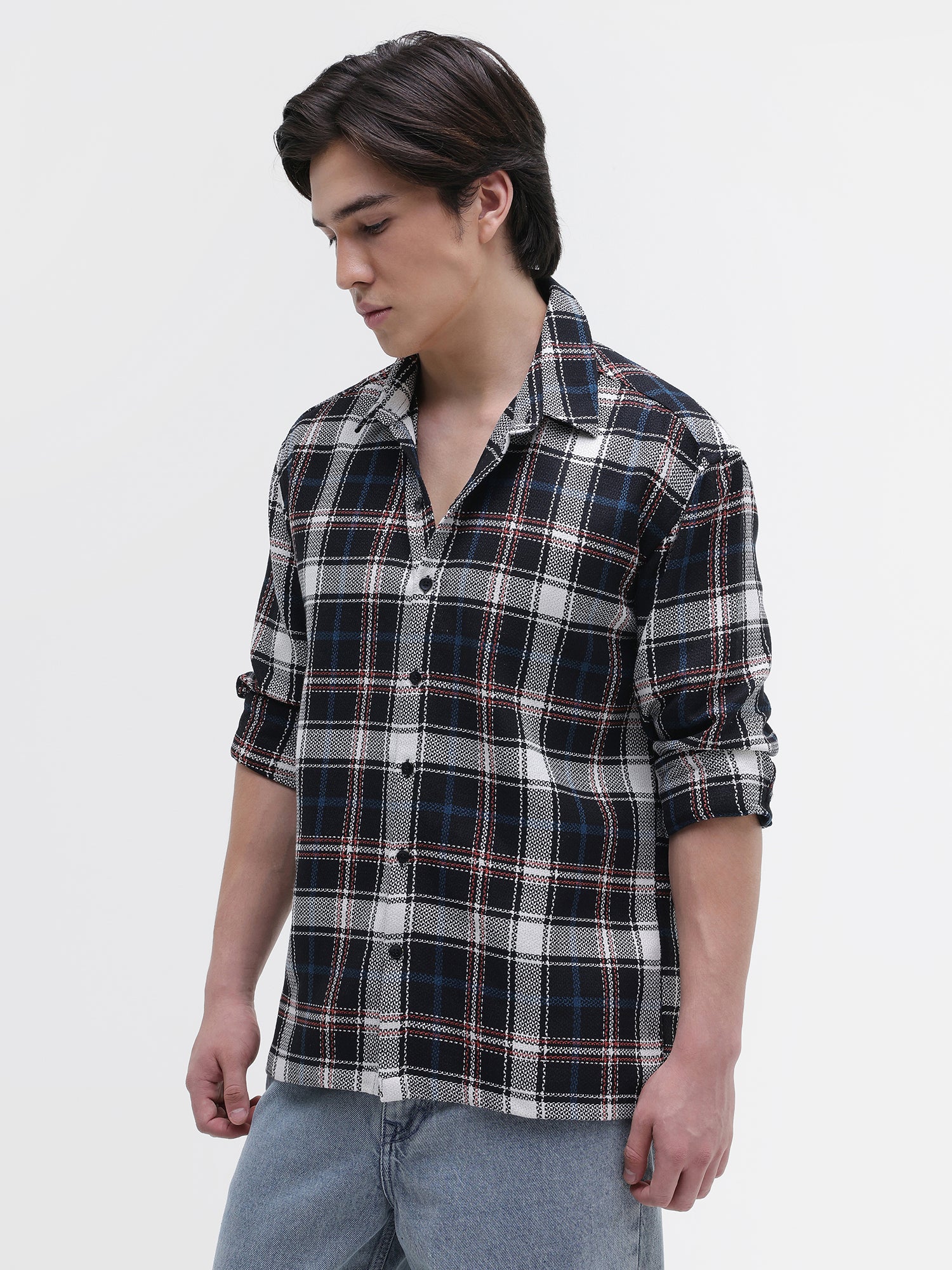 Men Navy Oversized Shirt