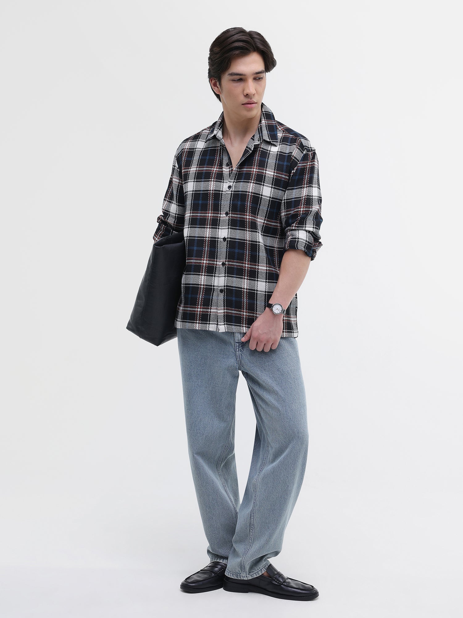 Men Navy Oversized Shirt