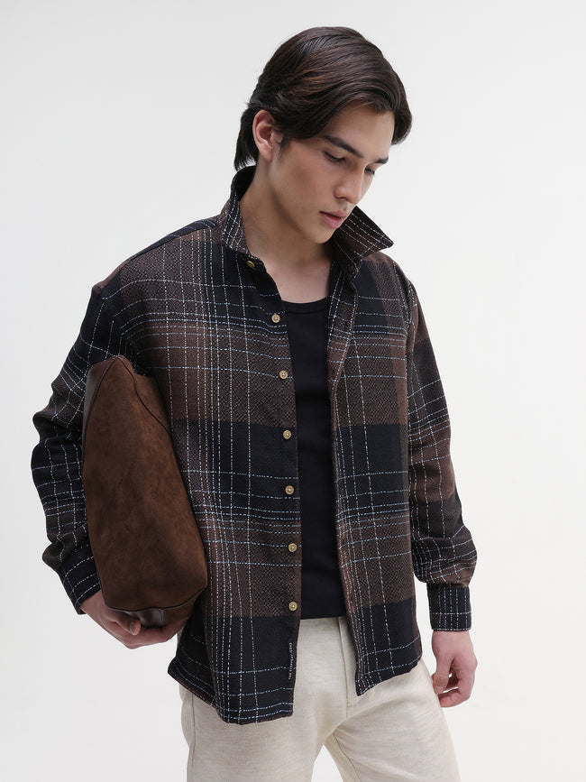 Men Brown Oversized Shirt