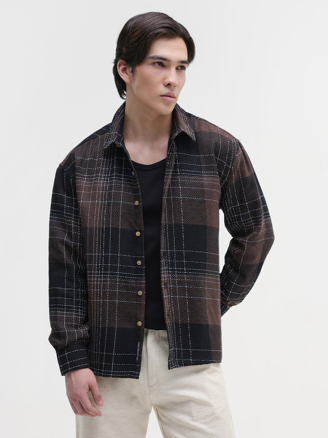Men Brown Oversized Shirt
