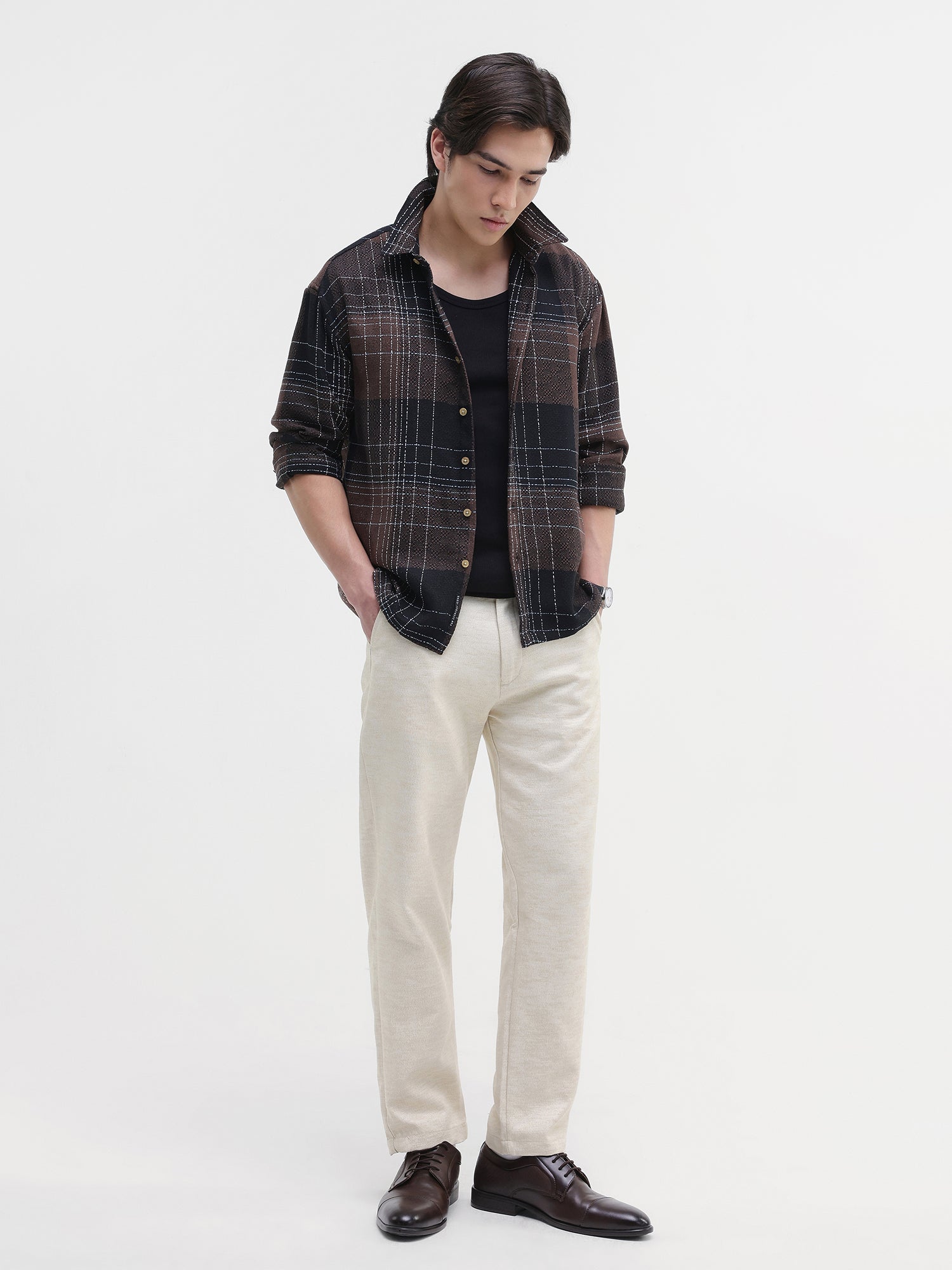 Men Brown Oversized Shirt