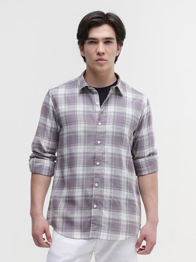 Men Grey Checked Shirt