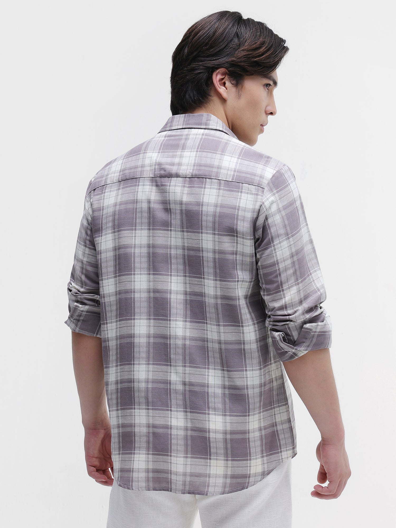 Men Grey Checked Shirt