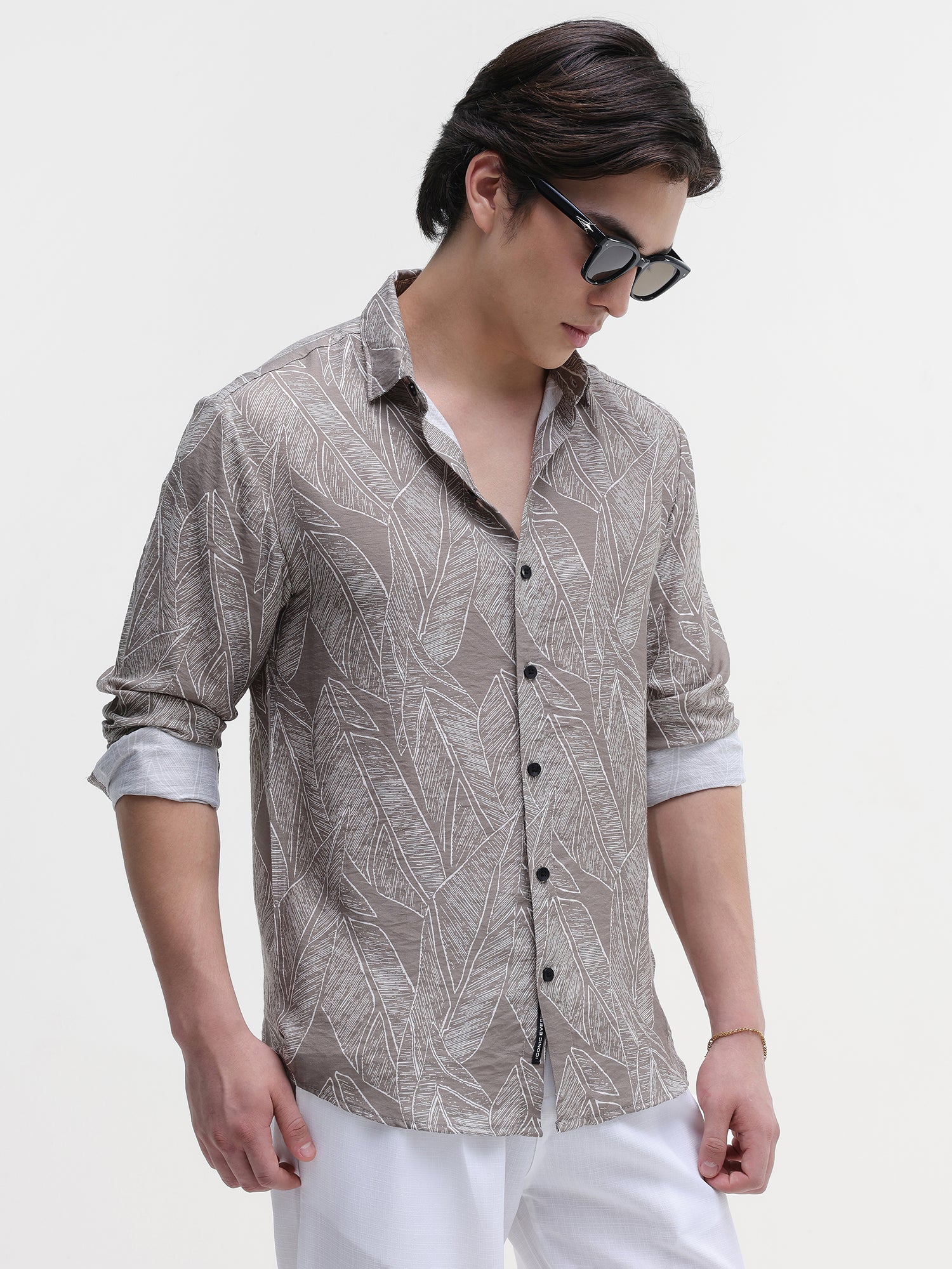 Men Beige All over Print Shirt