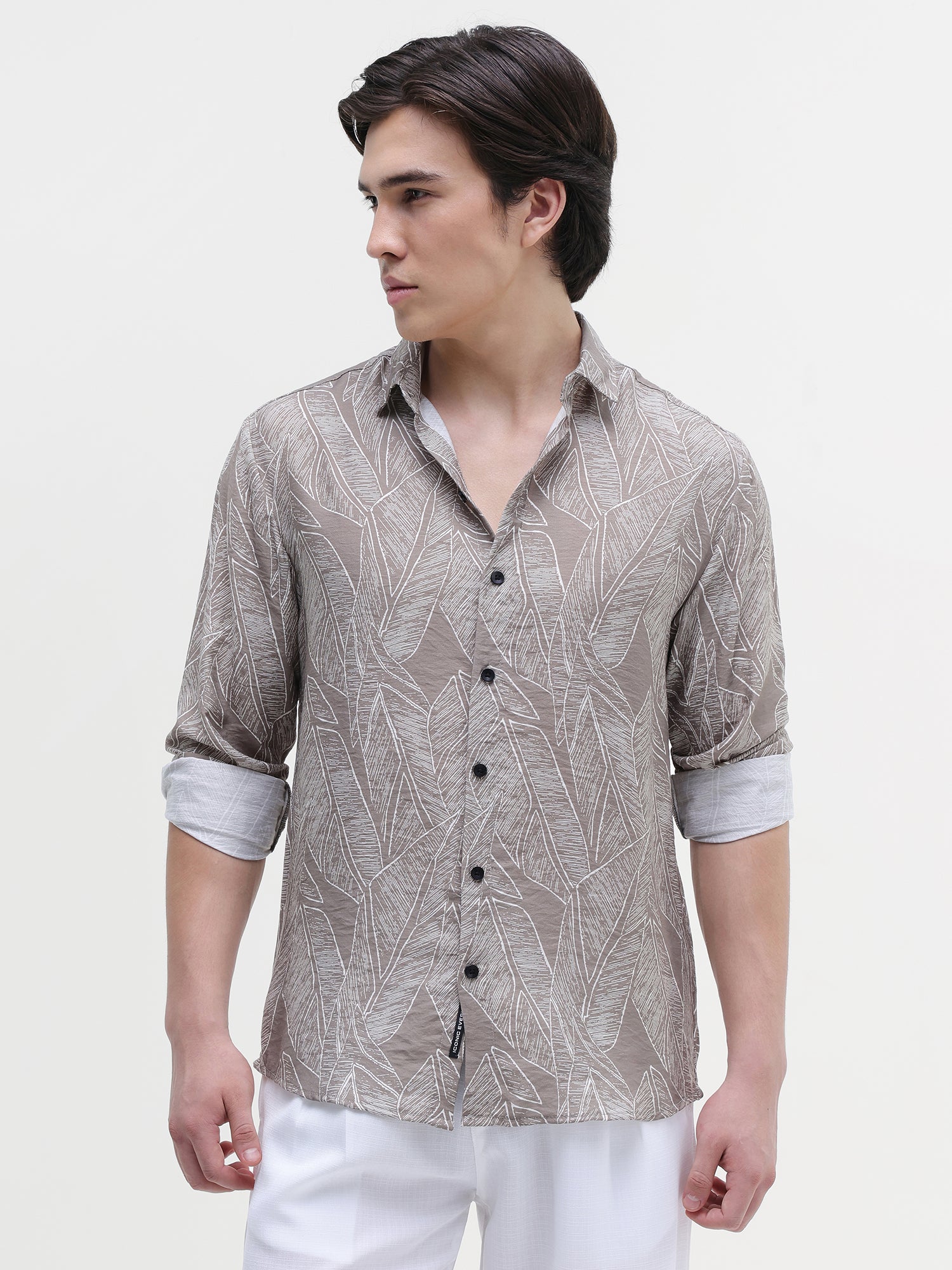 Men Beige All over Print Shirt