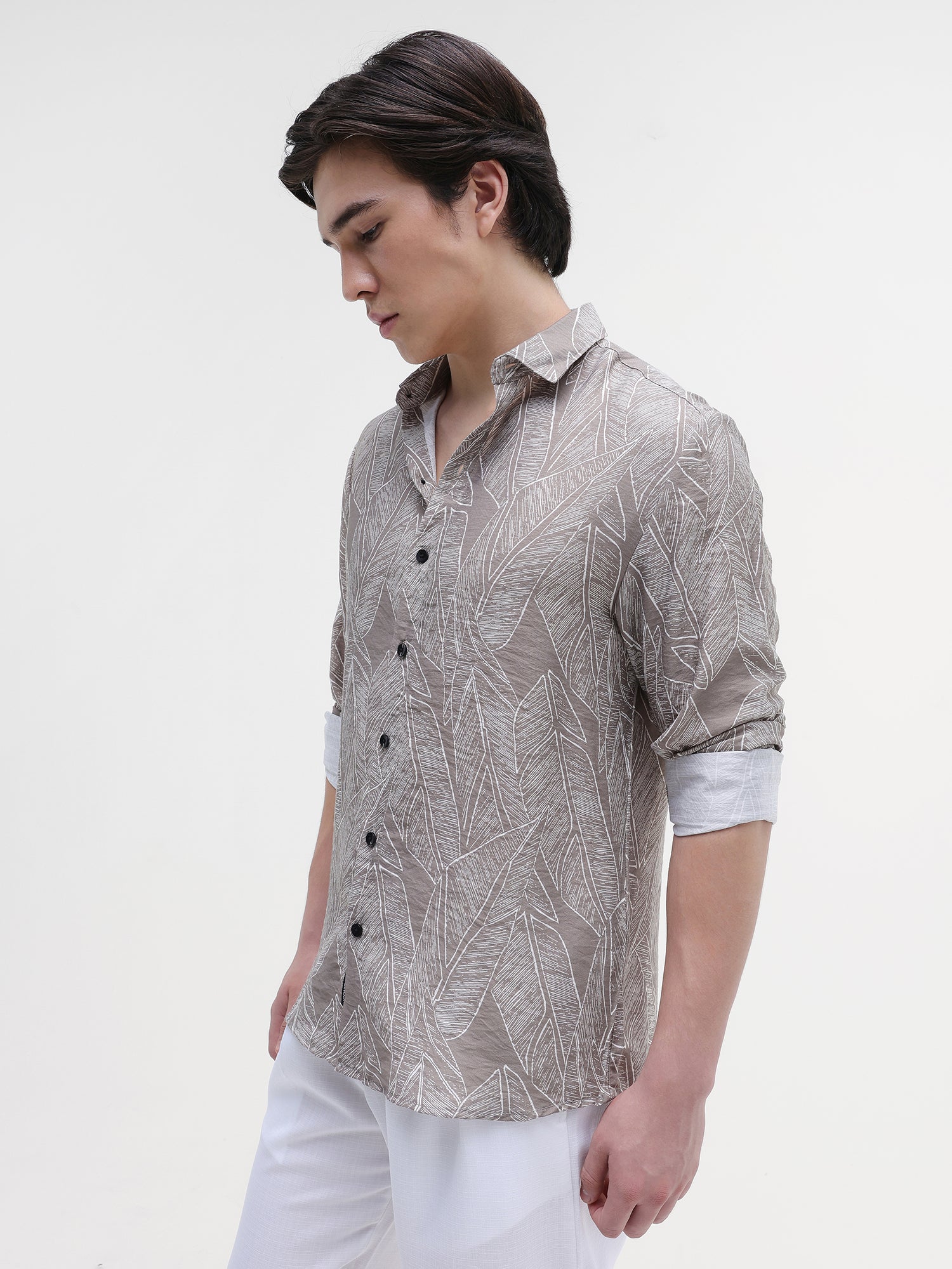 Men Beige All over Print Shirt