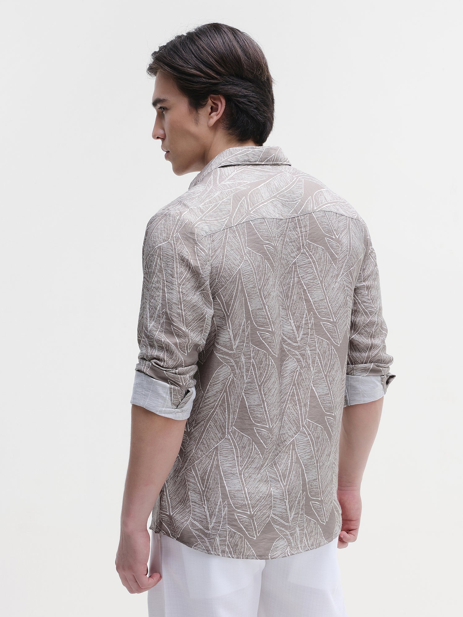 Men Beige All over Print Shirt