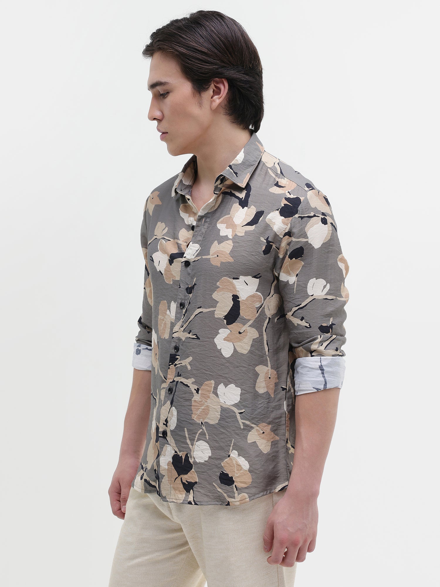 Men Grey All over Print Shirt