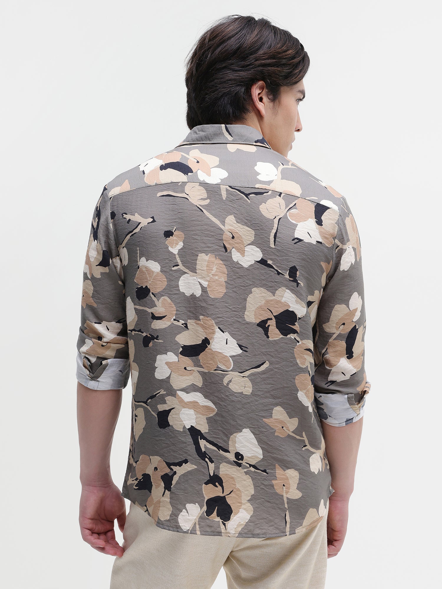 Men Grey All over Print Shirt