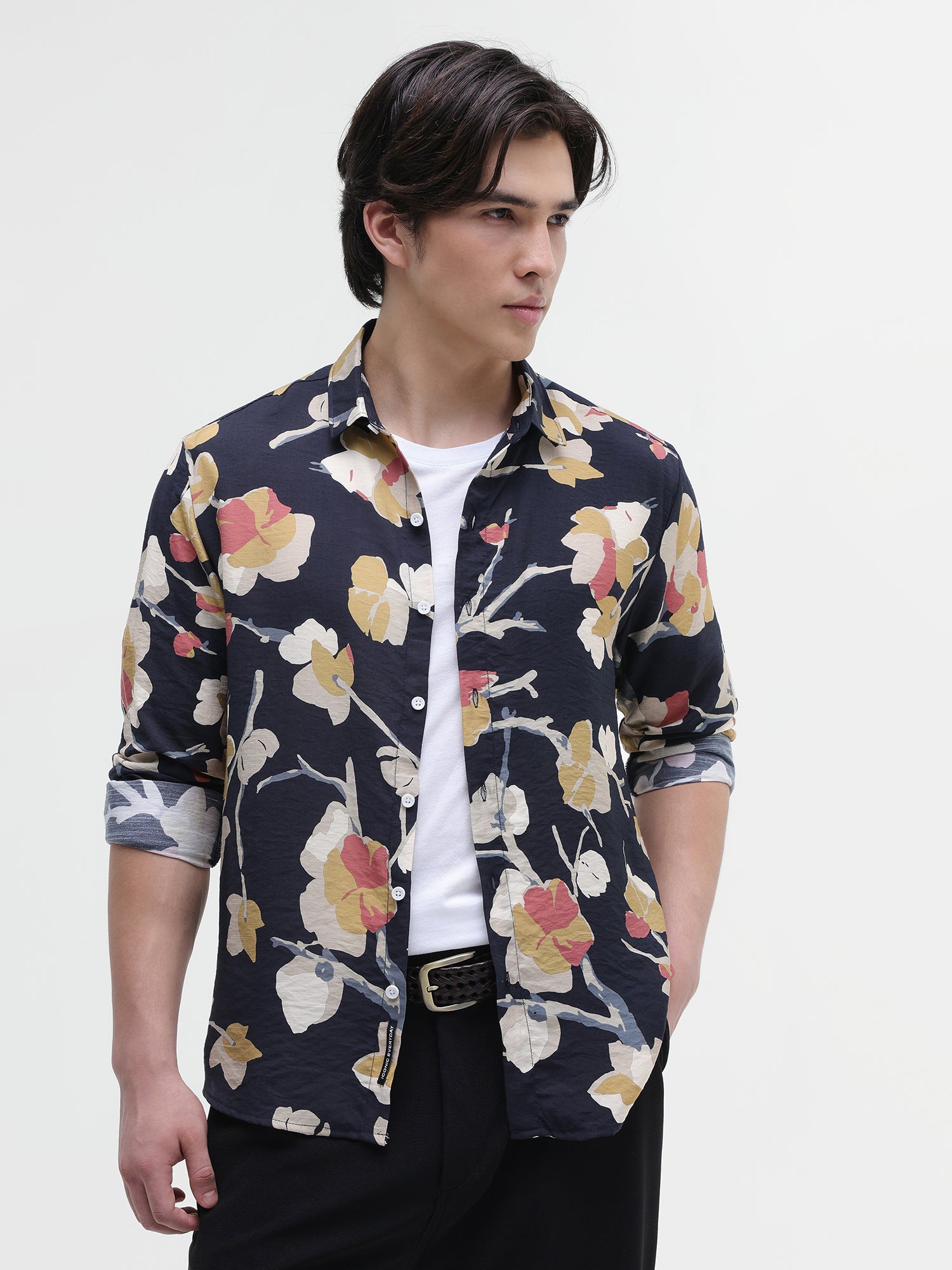 Men Navy All over Print Shirt