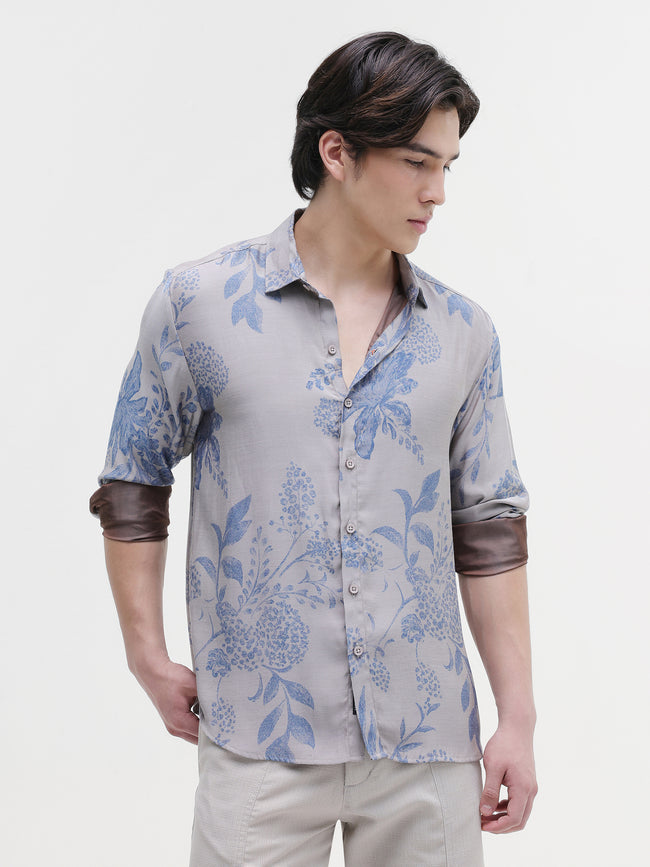 Men Grey All over Print Shirt