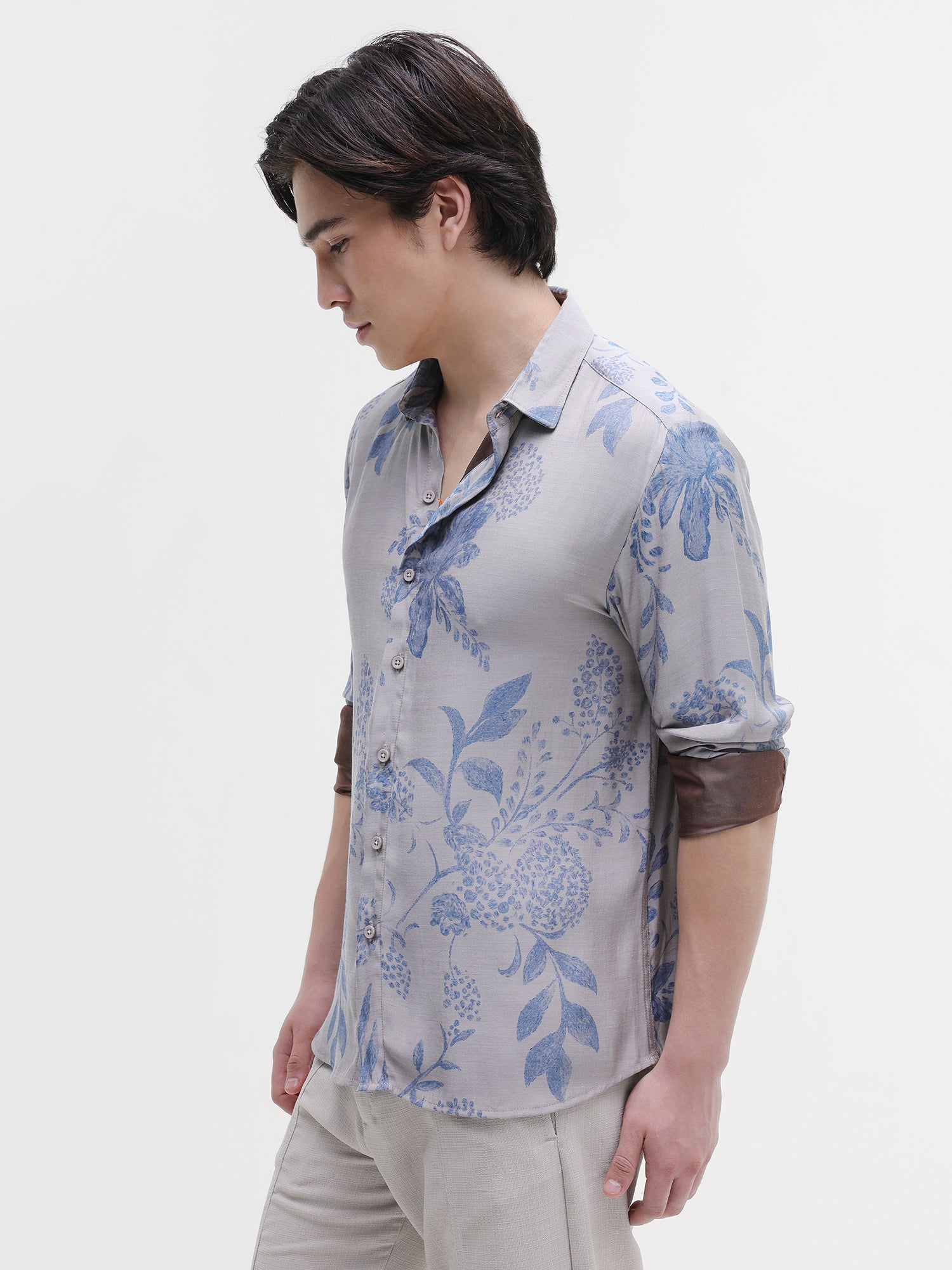 Men Grey All over Print Shirt
