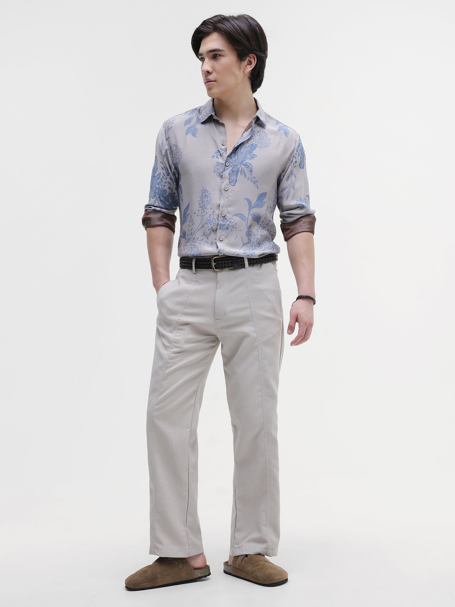 Men Grey All over Print Shirt