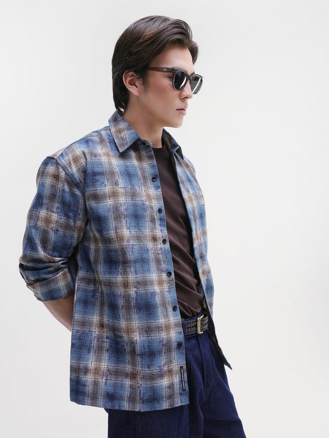 Men Blue Buffalo Checked Shirt