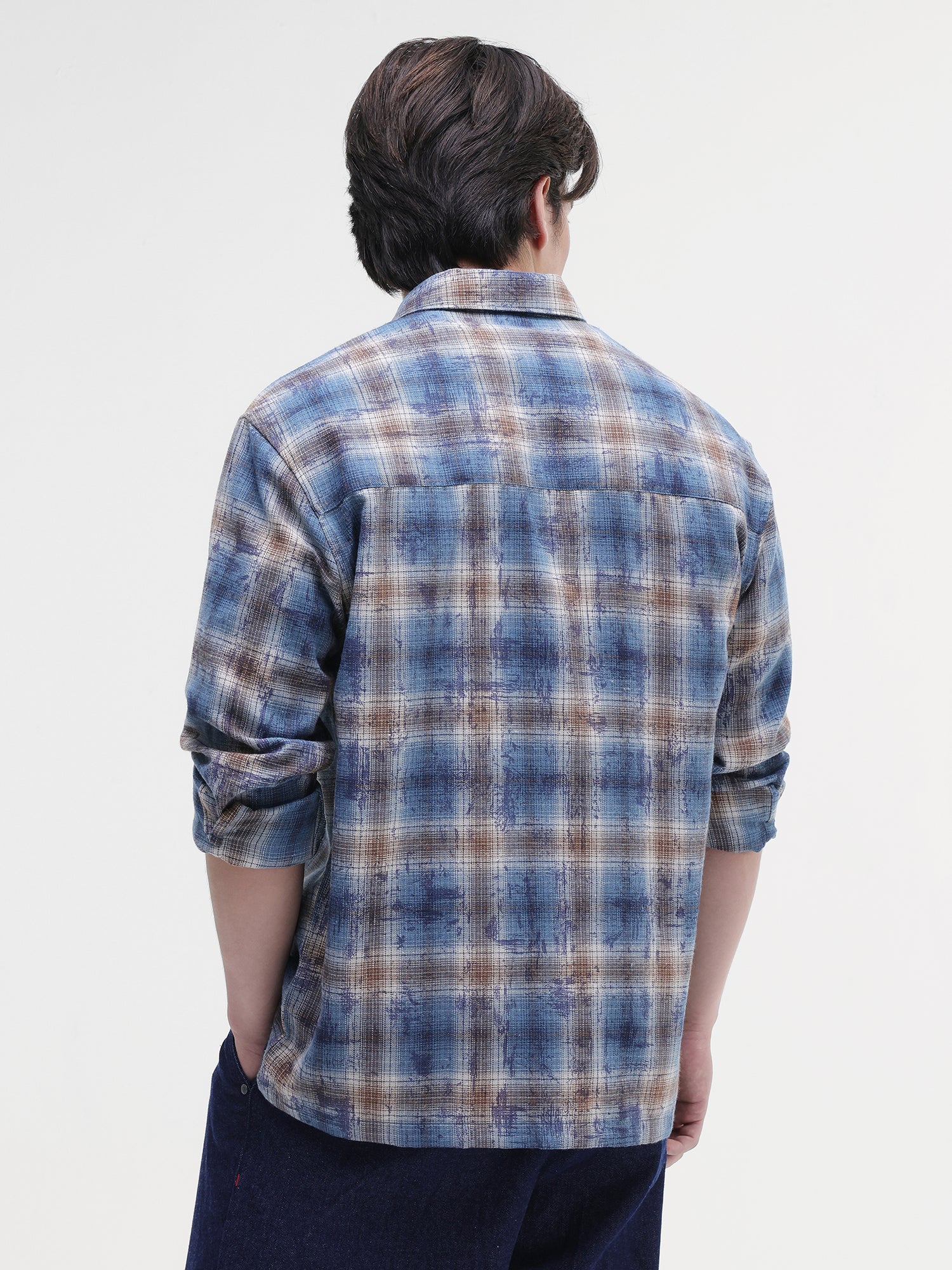 Men Blue Buffalo Checked Shirt