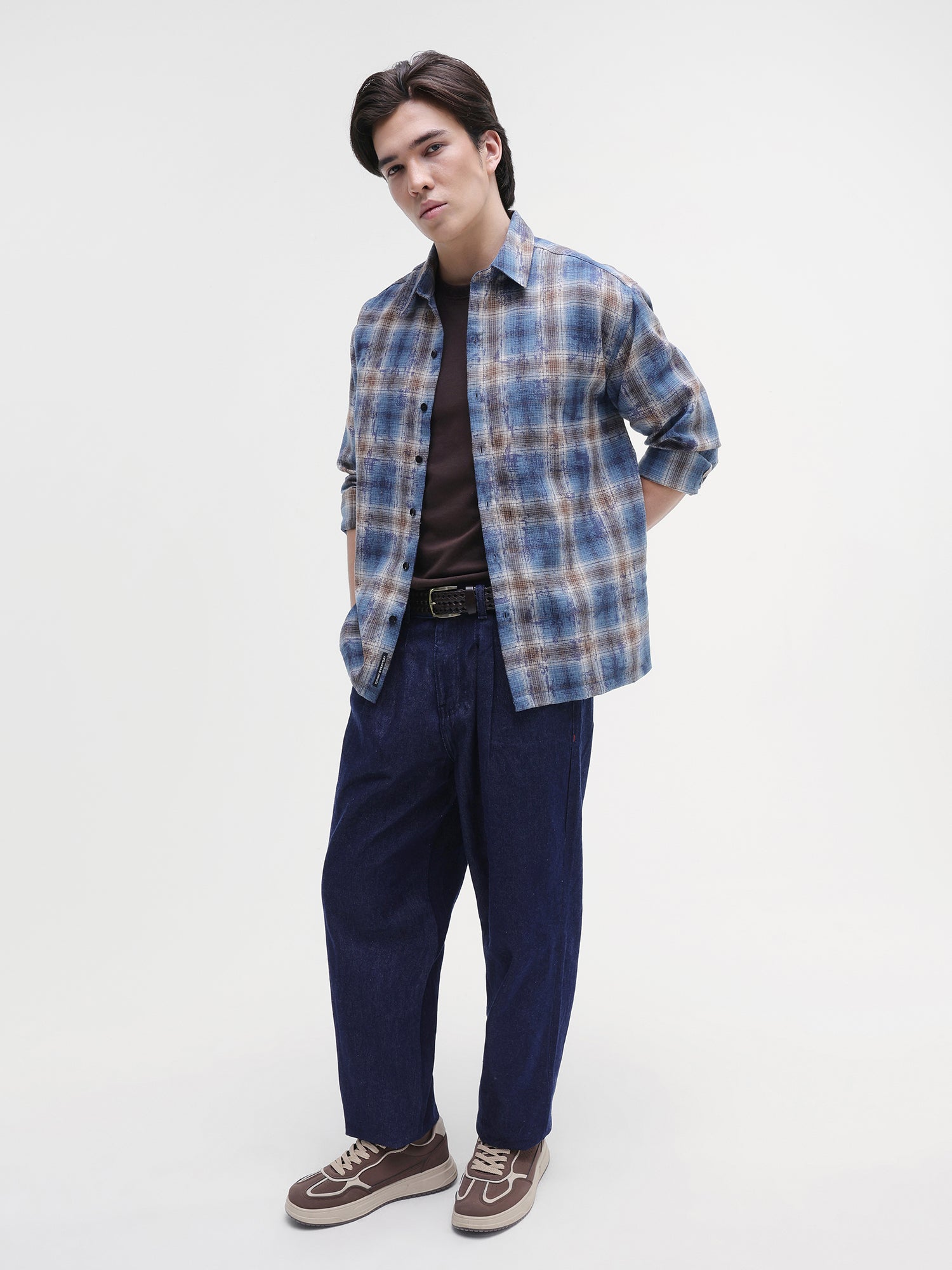 Men Blue Buffalo Checked Shirt