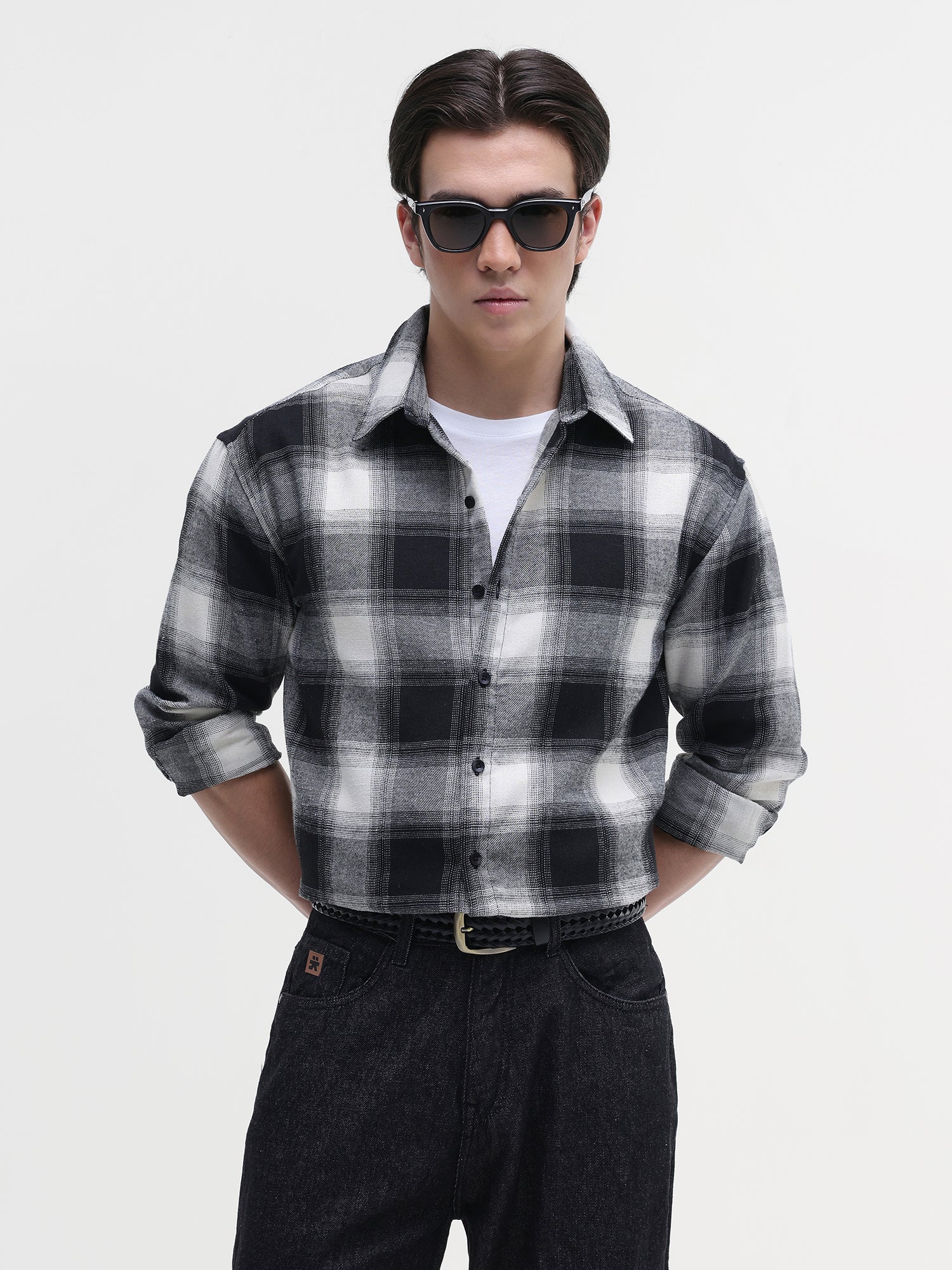 Men Black Buffalo Checked Shirt