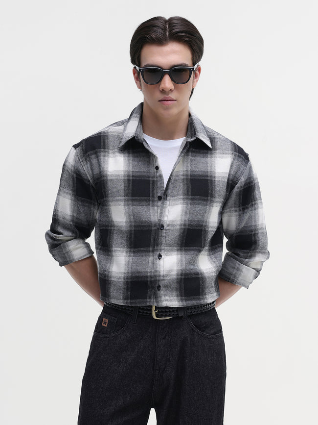 Men Black Buffalo Checked Shirt