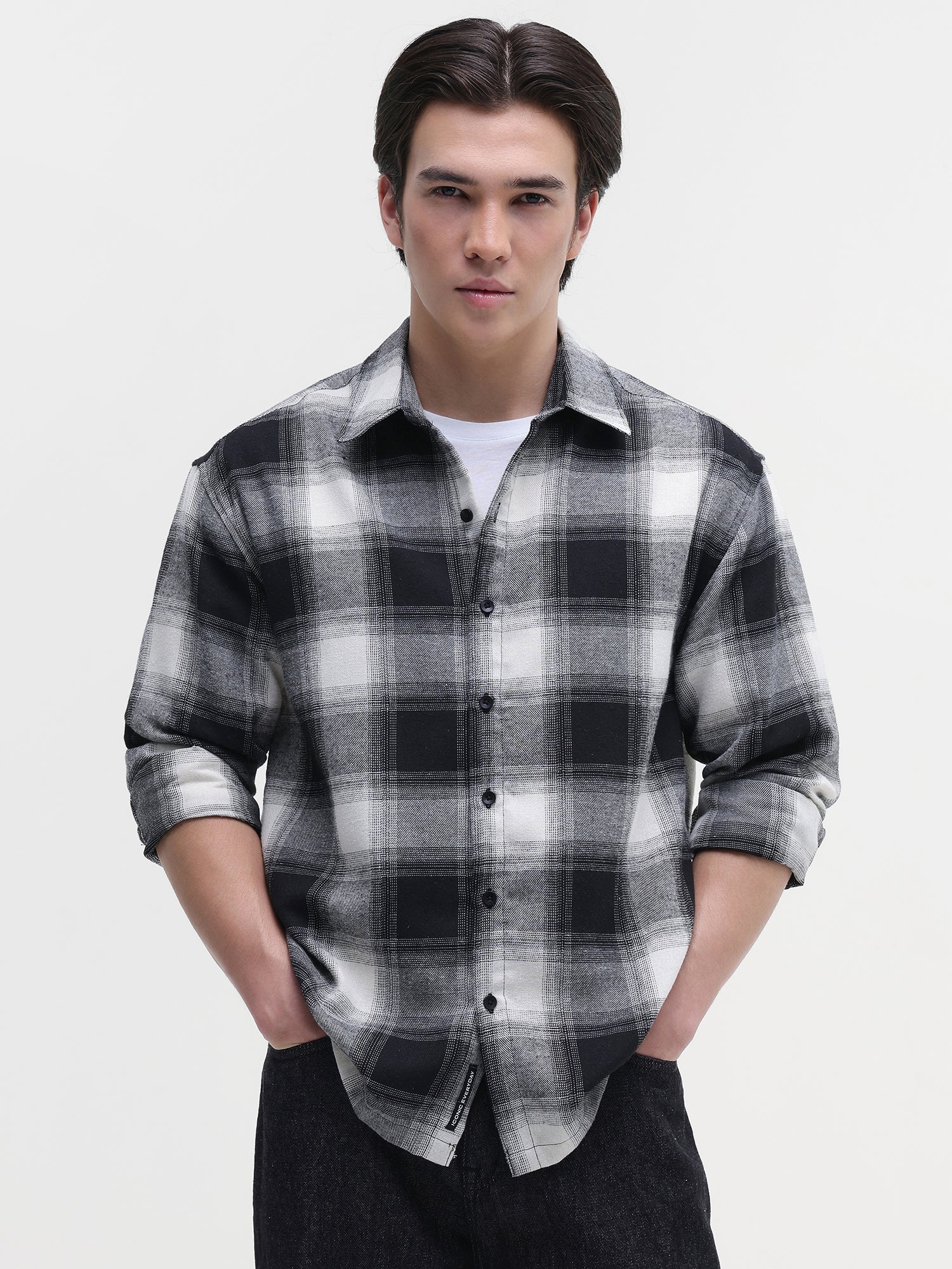 Men Black Buffalo Checked Shirt