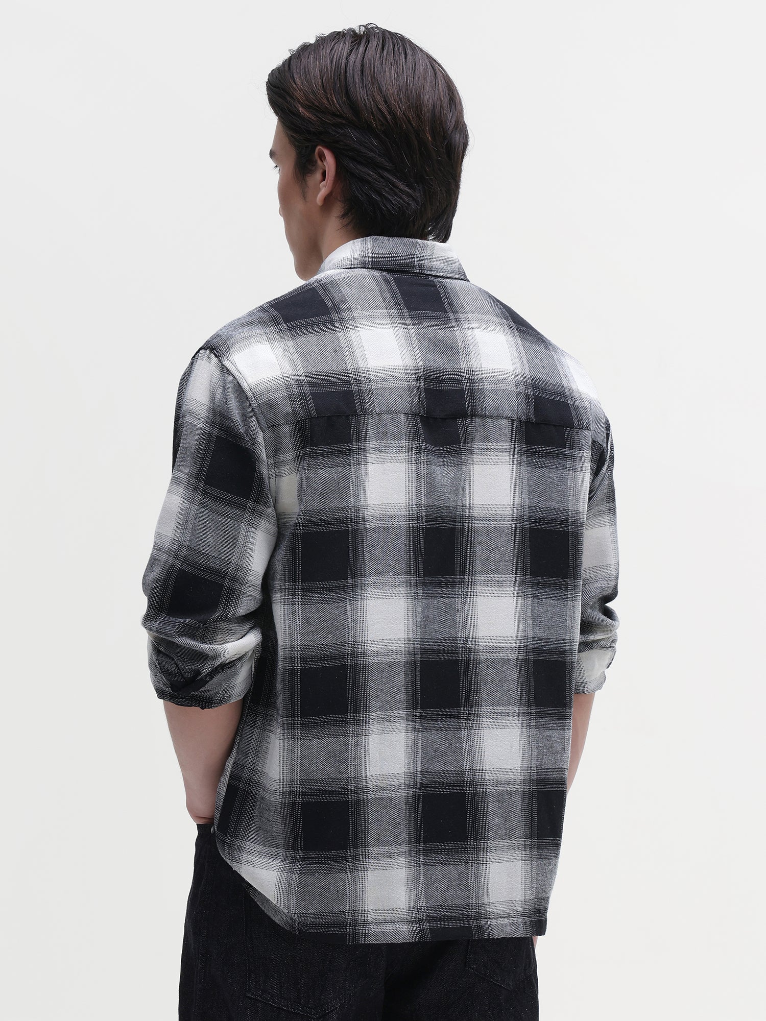Men Black Buffalo Checked Shirt