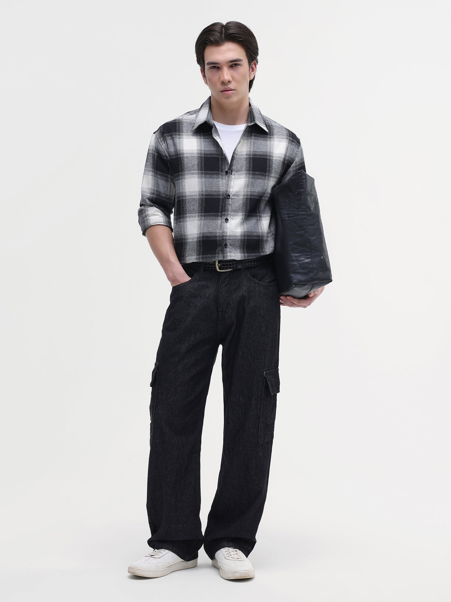 Men Black Buffalo Checked Shirt