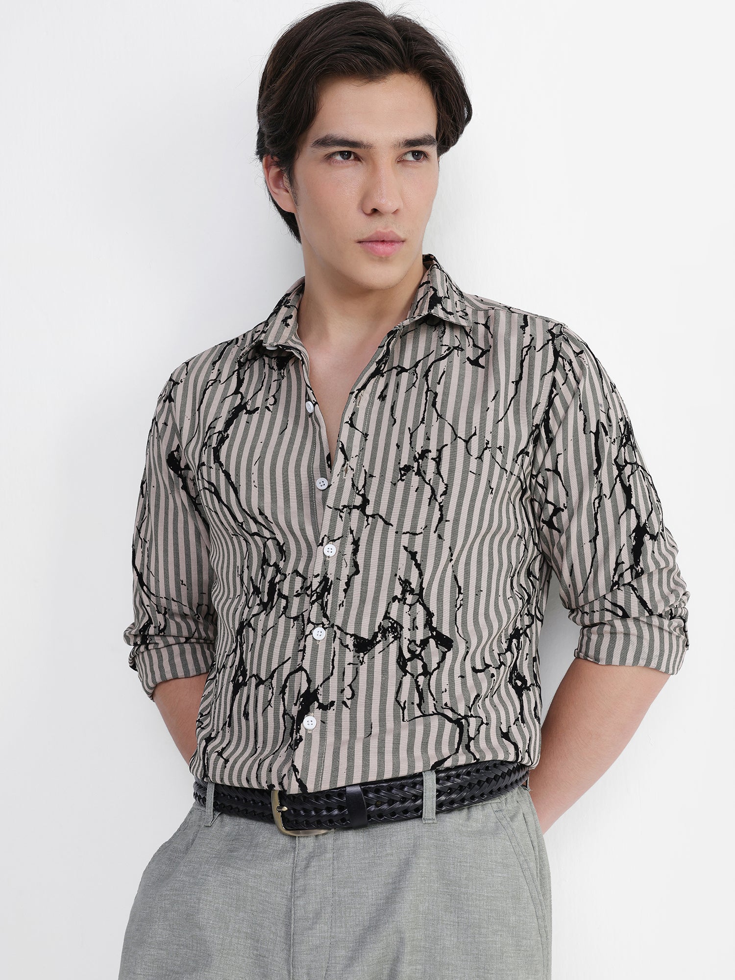 Men Beige All over Print Shirt