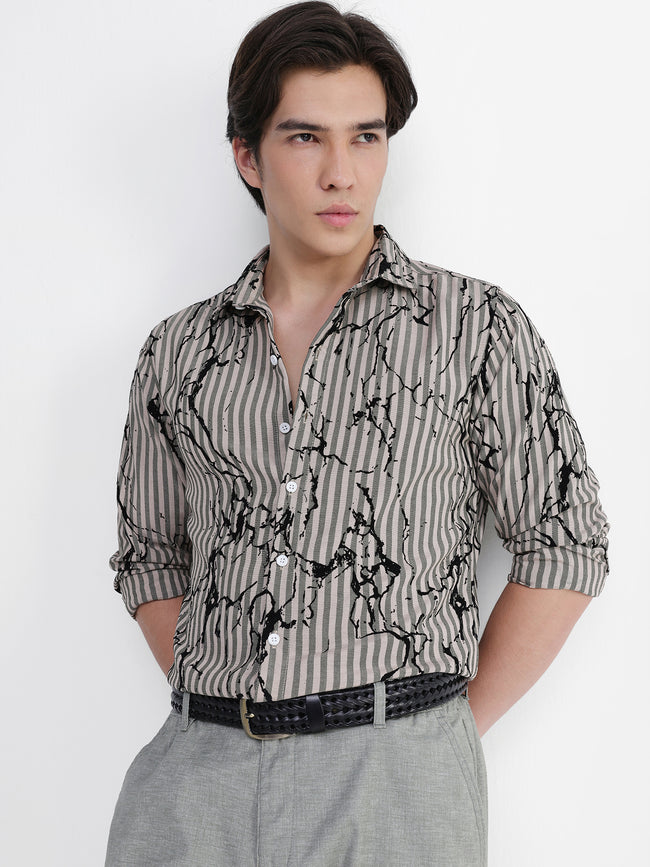 Men Beige All over Print Shirt