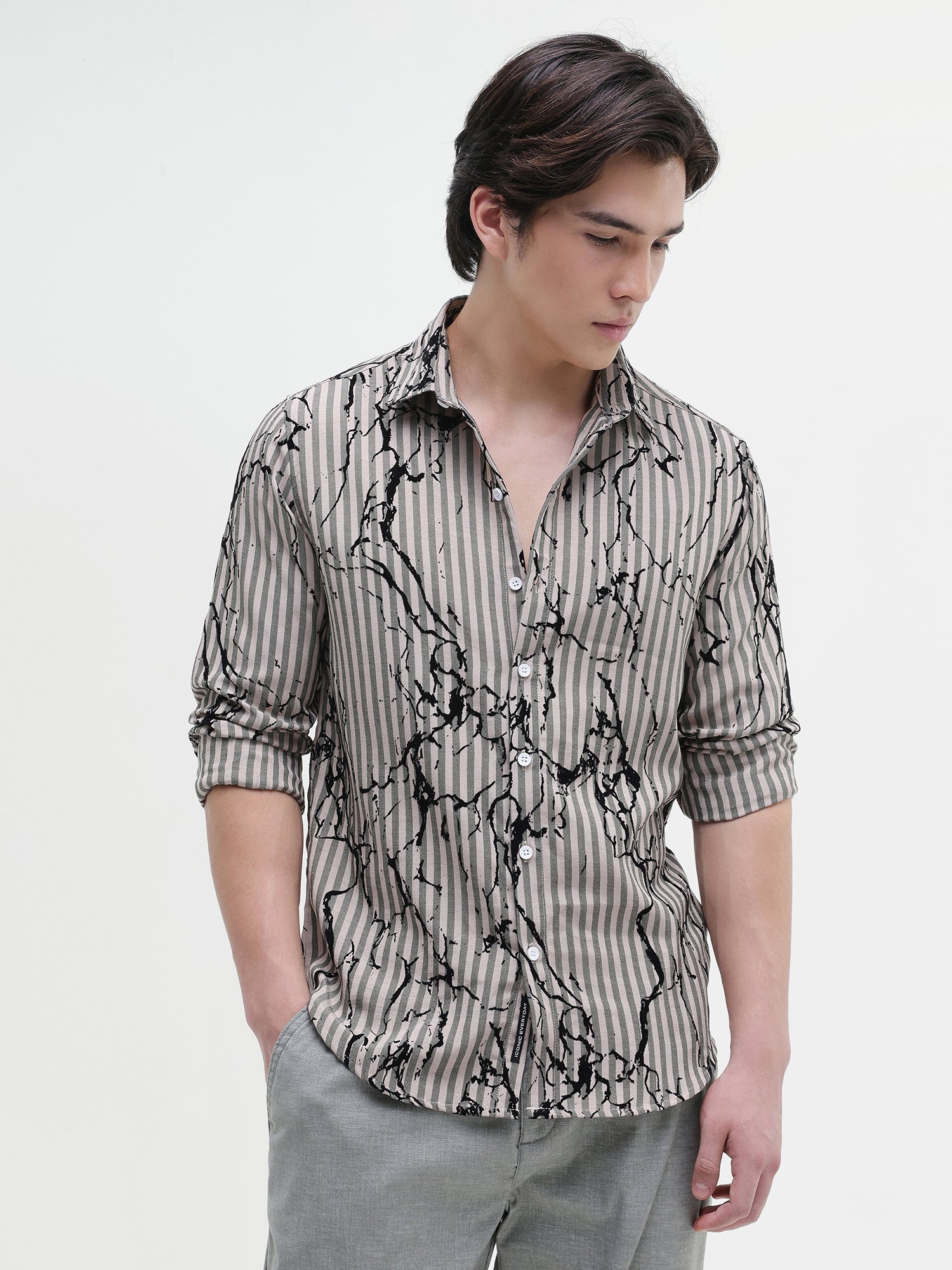 Men Beige All over Print Shirt