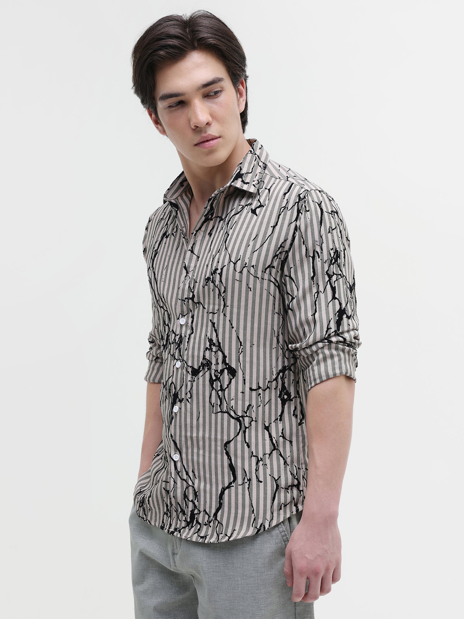Men Beige All over Print Shirt