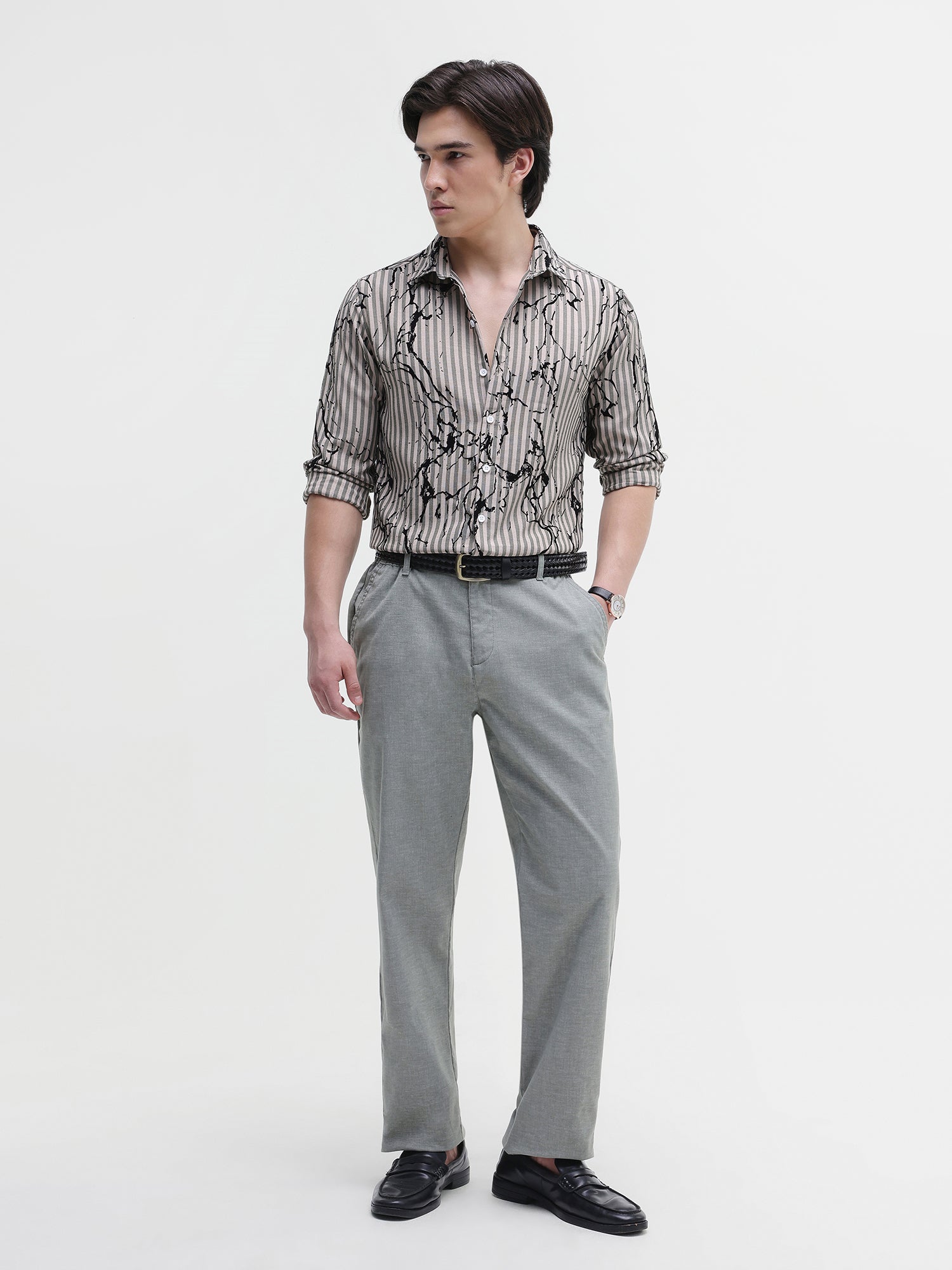 Men Beige All over Print Shirt