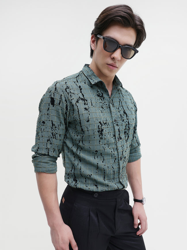 Men Green All over Print Shirt