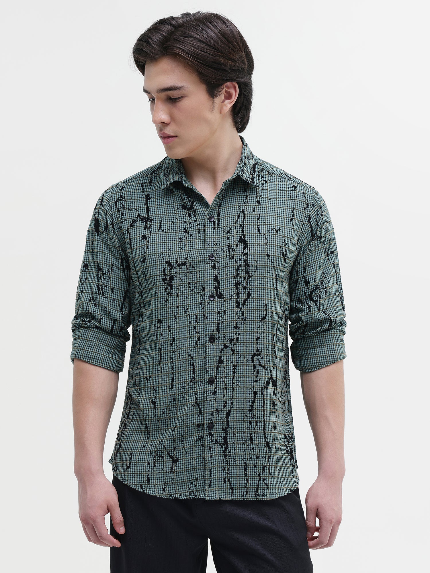 Men Green All over Print Shirt