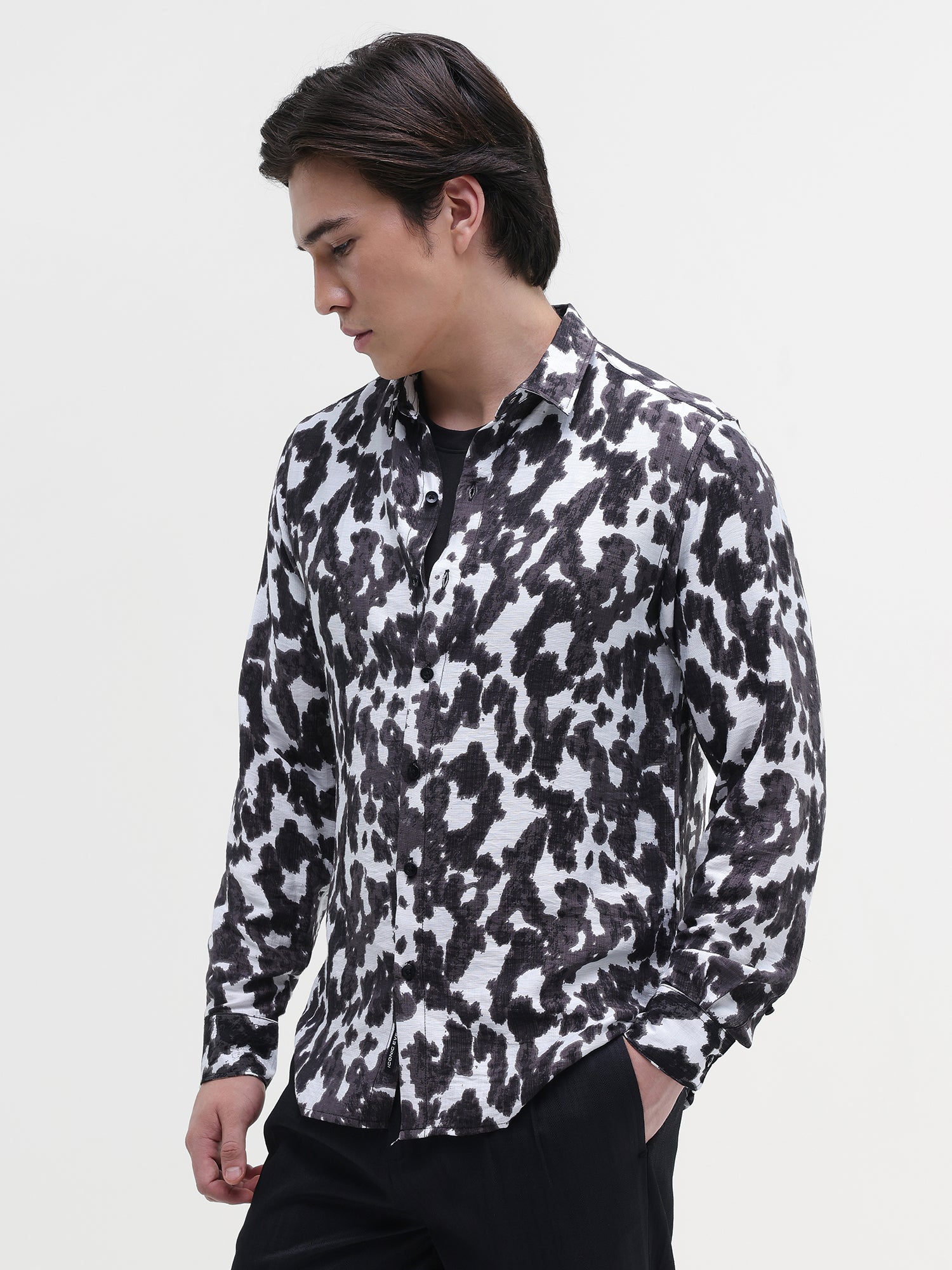 Men White All over Print Shirt