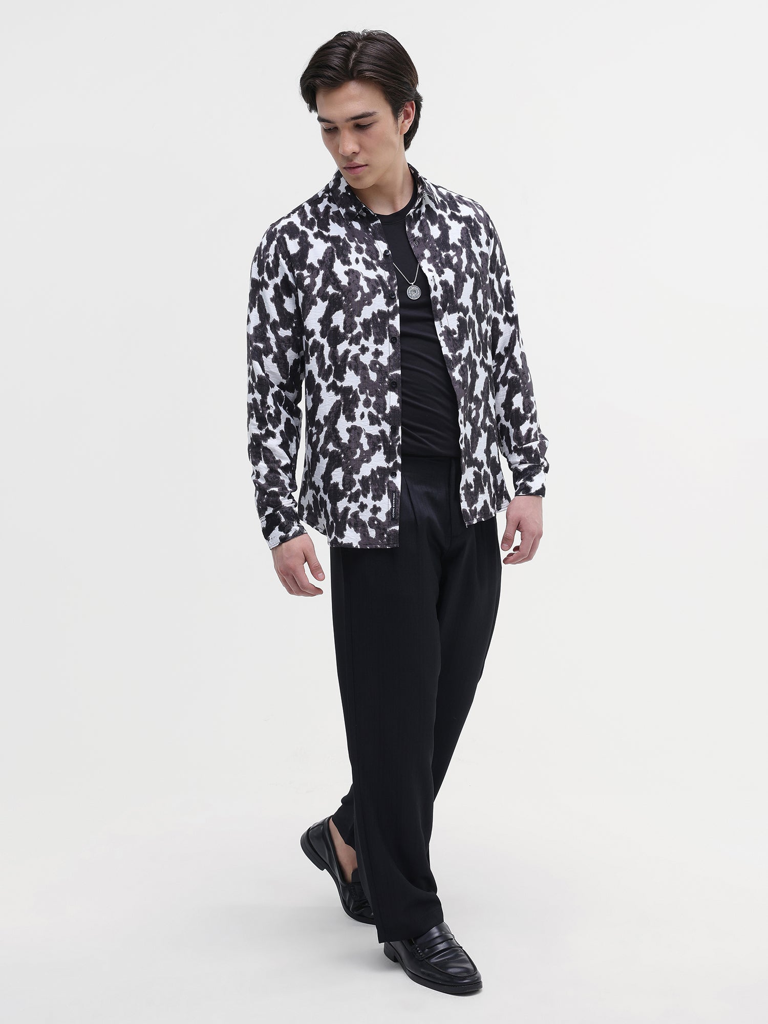 Men White All over Print Shirt