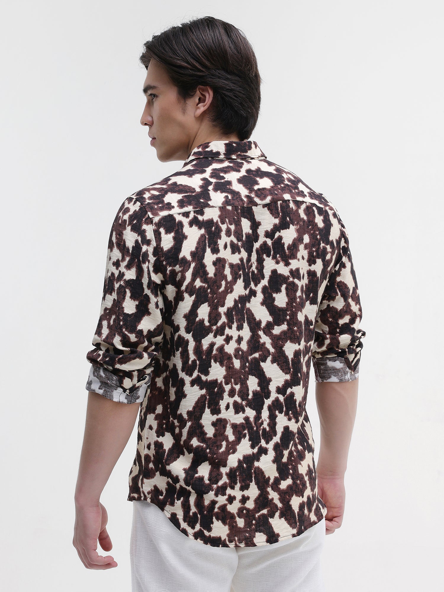 Men Cream All over Print Shirt