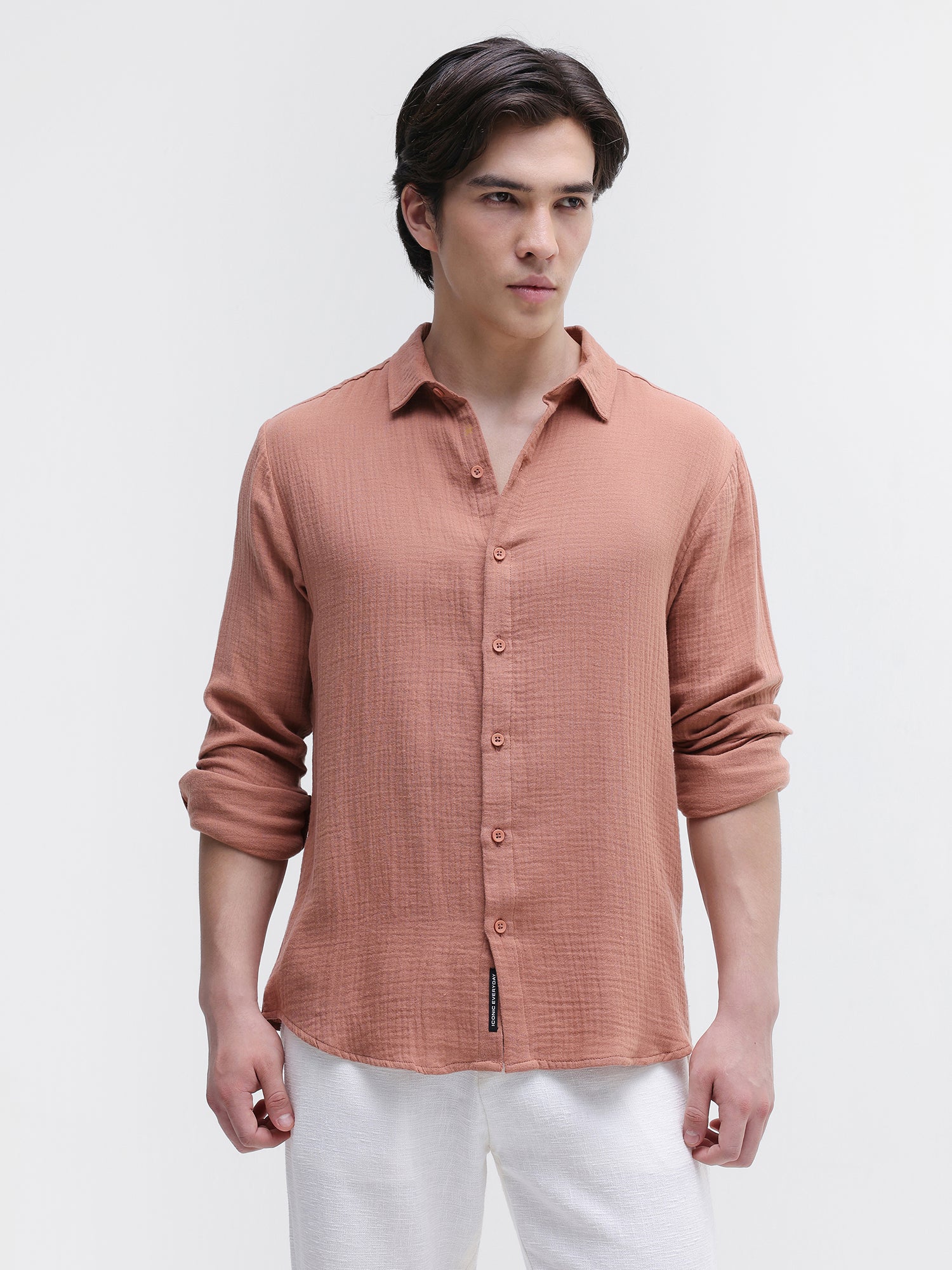 Men Rust Double Cloth Shirt