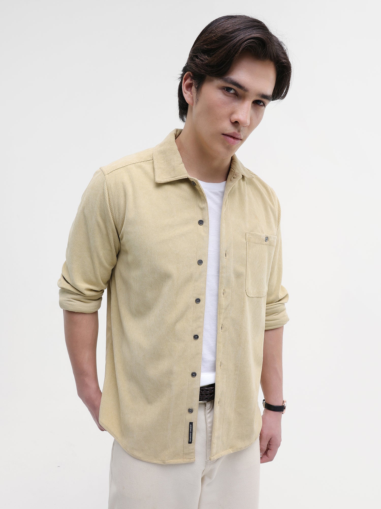 Men Mustard Corduroy Shirt